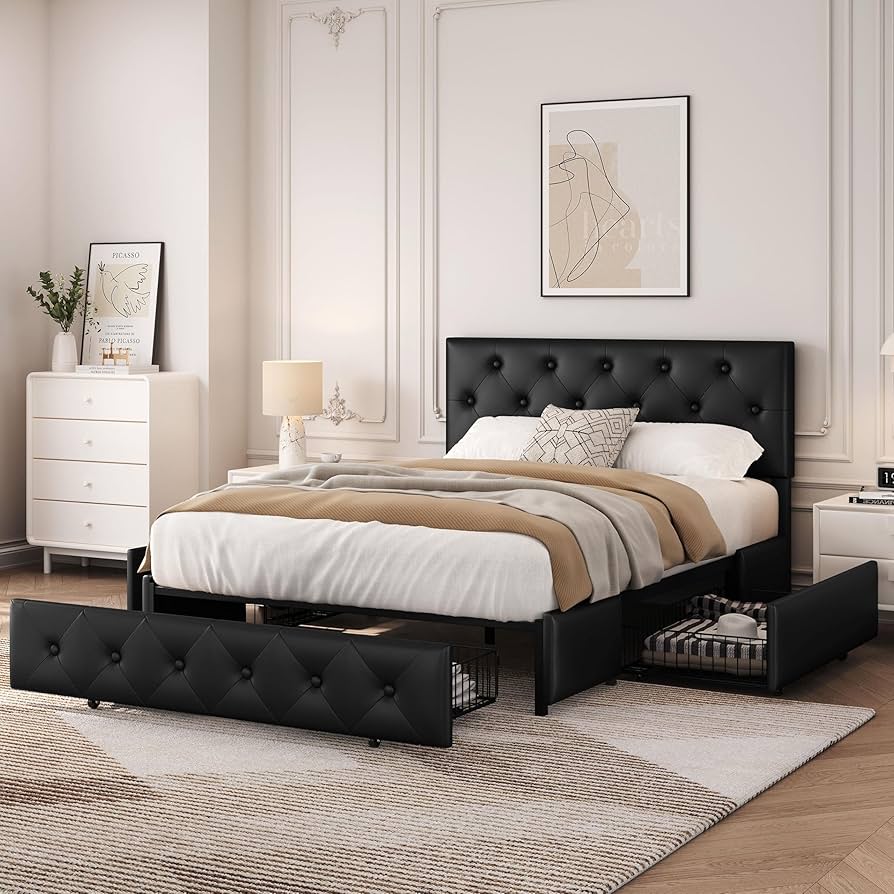 Amazon.com: Yaheetech Full Bed Frame Upholstered Bed Frame